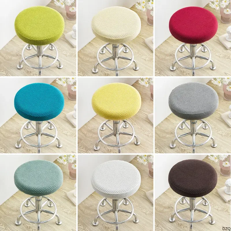 

Round Stool Seat Cover Polar Fleece Elastic Bar Stool Cover Anti-Dirty Barstool Slipcover Home Dining Chair Cover Protector