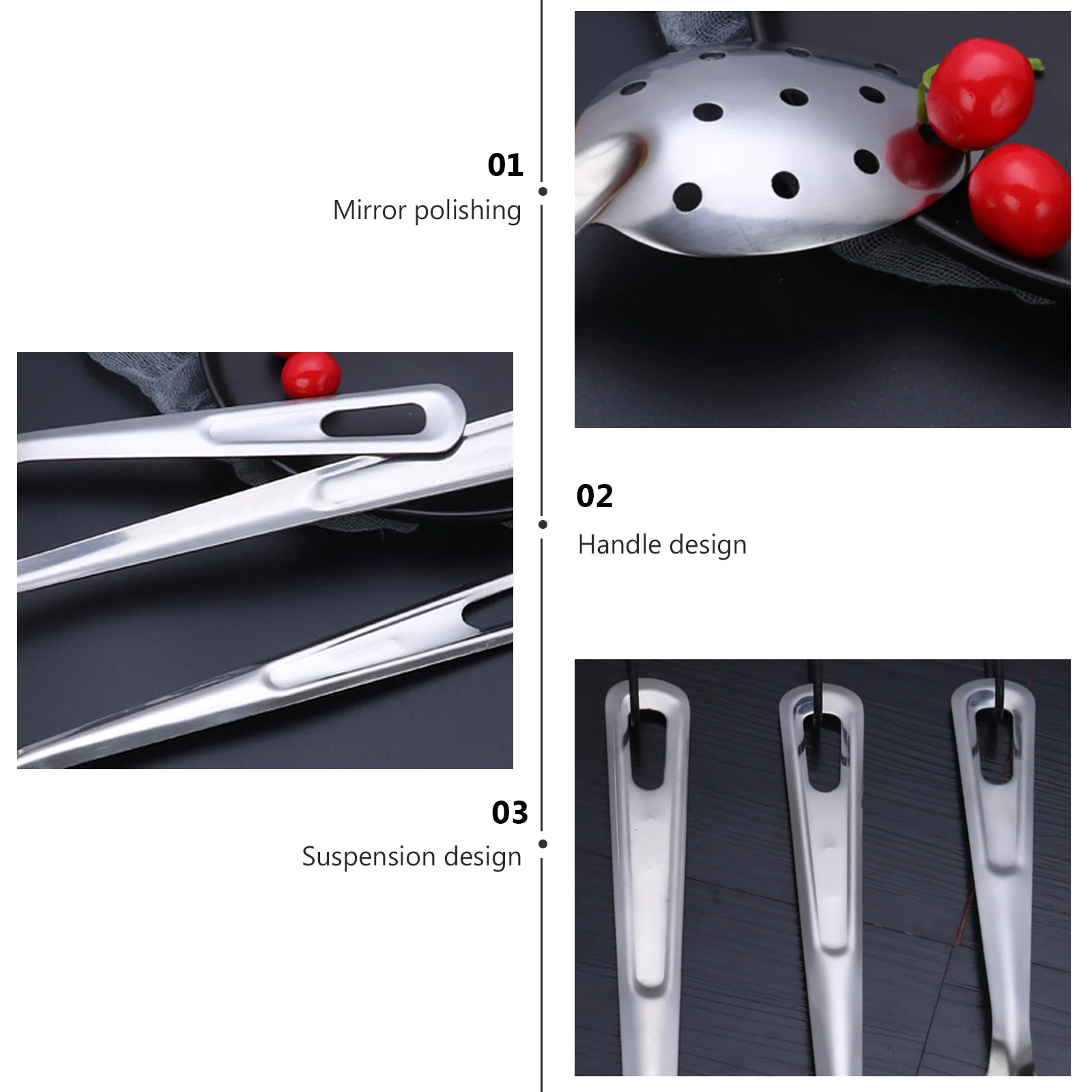 

1Set Stainless Steel Spoon Set Multipurpose Kitchen Scoop for Home Hot Pot Shop Restaurant with Colander Spoons