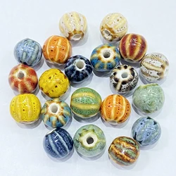 Multicolor Pulseira de Cerâmica Spacer Beads, Contas Redondas Irregulares, Masculina Colorida, 11mm, 35 Tipos de Cores, 20 PCs, 40PCs