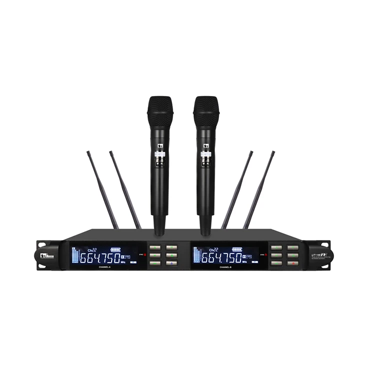 Professional Balanced XLR Output For Audio table Adjustable Frequencies Show Stage Wireless Microphone System