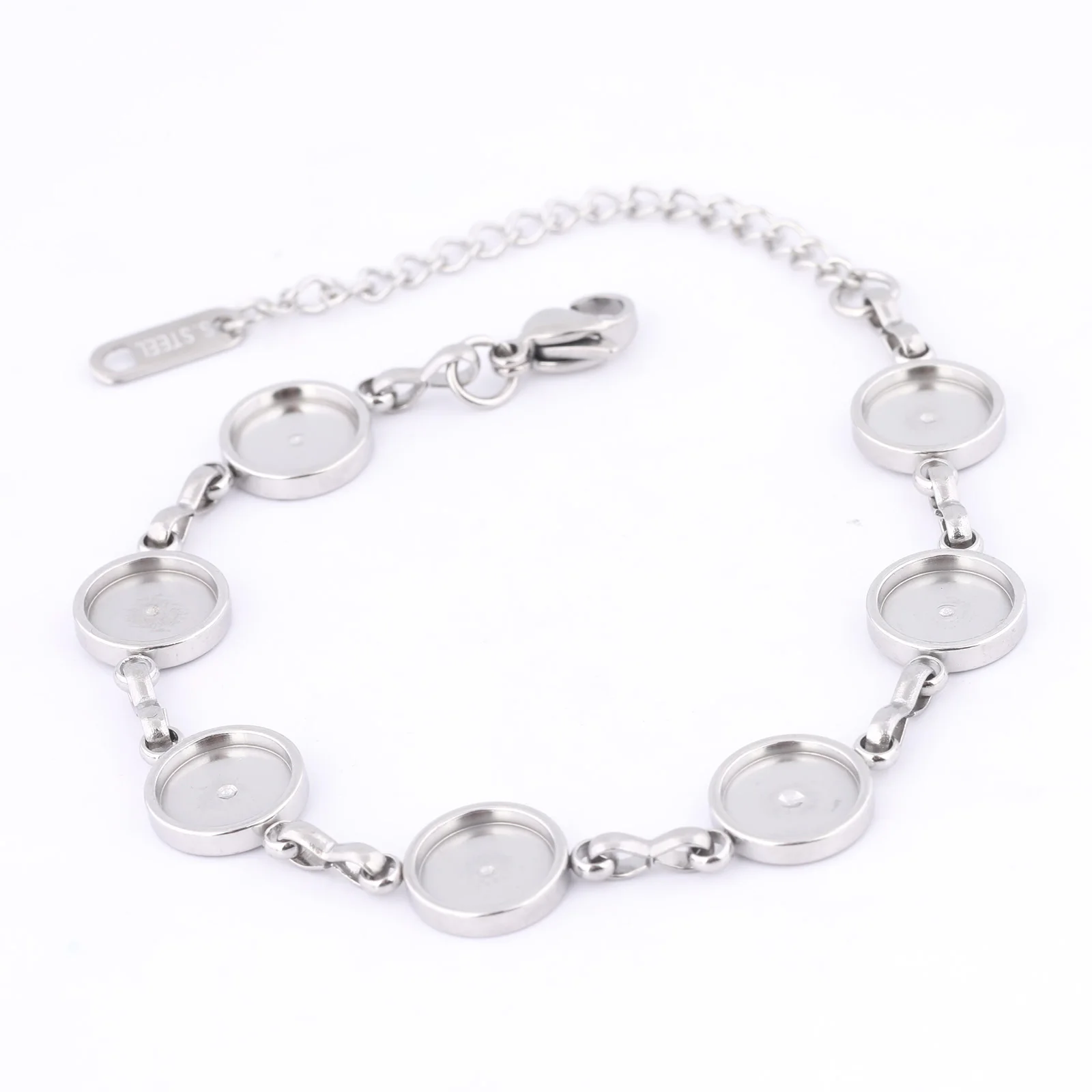 2pcs Stainless Steel Fit 8mm Cabochon Bracelet Base Setting Blanks Diy Bezel Bracelets For Jewelry Making Supplies
