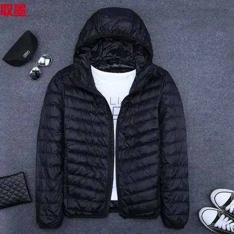 Men's Short Cotton Jacket Lightweight Ultra-Thin Hooded Winter Outerwear Fashionable Versatile Casual Chinese Brand