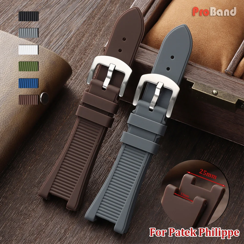25*13mm Waterproof Silicone Strap for Patek Philippe Nautilus 55711 5712 5726 5980 Watch Band Men Soft Rubber Bracelet Accessory