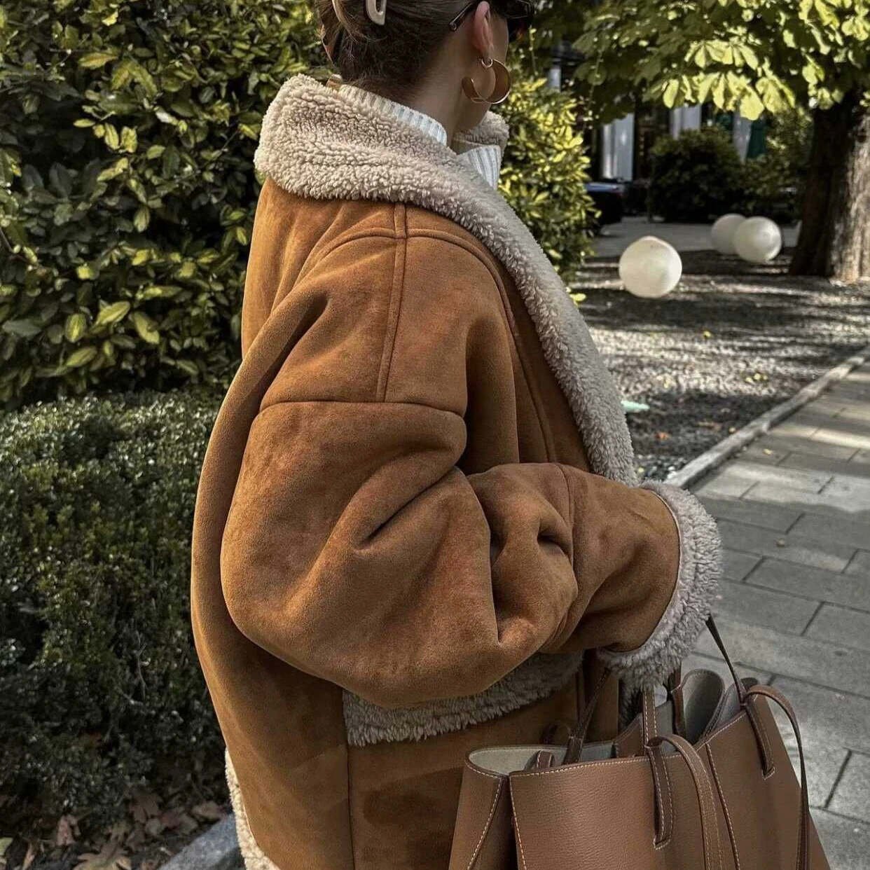 Suninheart Autumn and Winter Warm Cotton Jacket Coat 2024 Loose Brown Faux Fur Suede Jacket Casual Oversize Coats Jacket Women