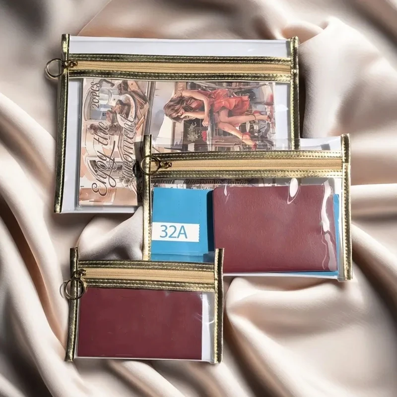 

Компактный дорожный органайзер на молнии из ПВХ для паспорта, монет, ключей, губной помады, карт, наушников