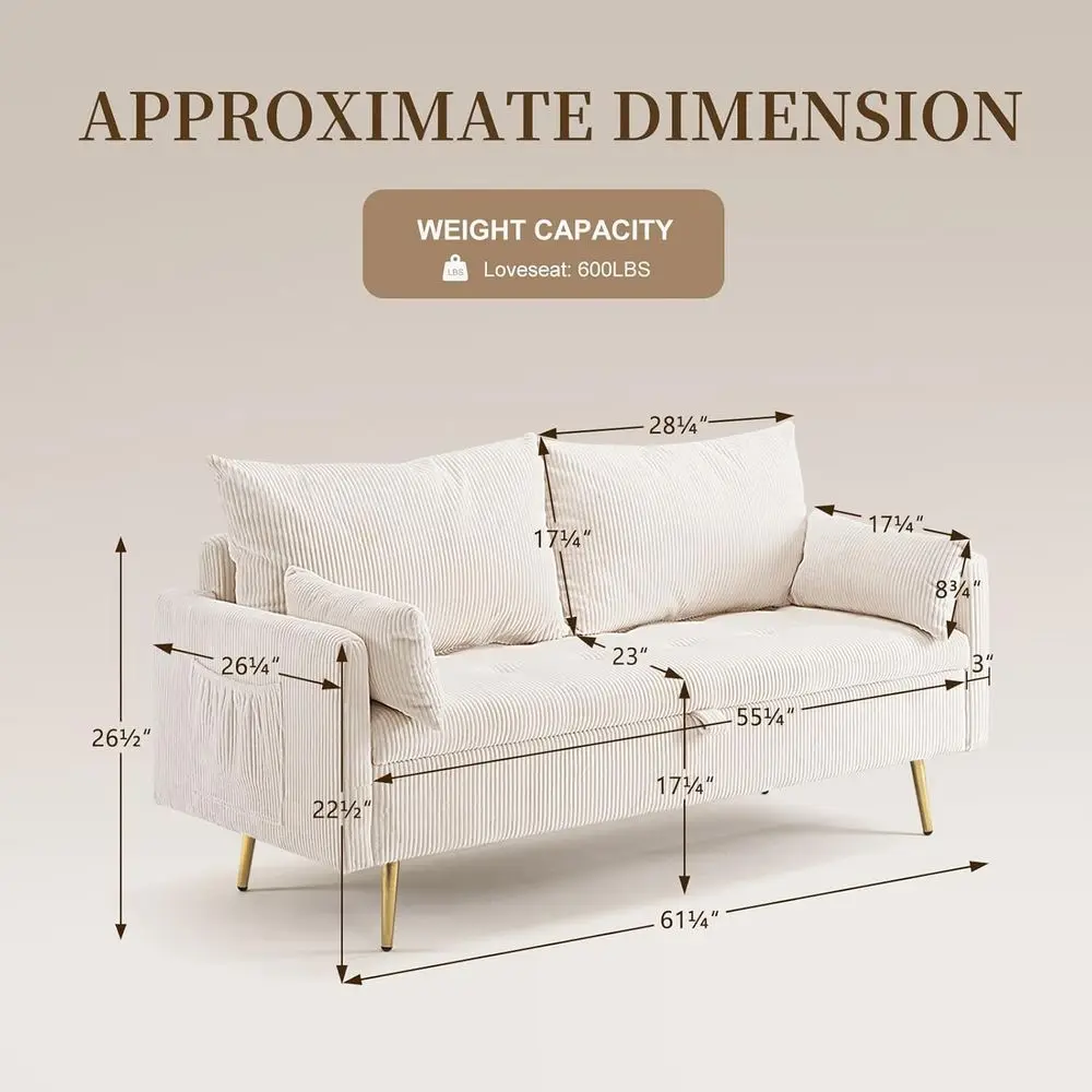 2 Seater Loveseat with Storage, 61
