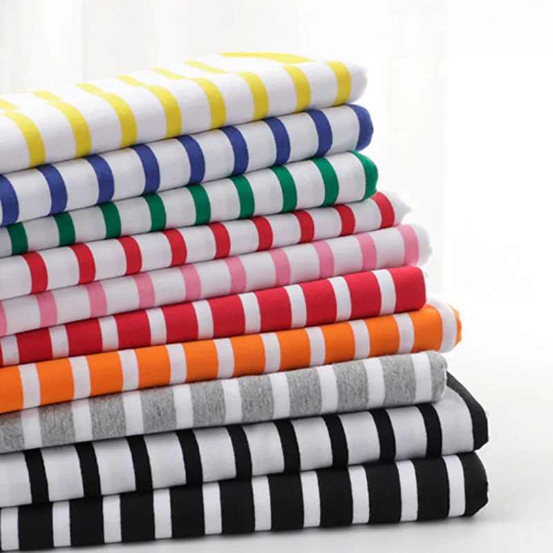 170x 50cm 95% Thick Cotton Yarn Dyed Stripe Fabric Spring and Autumn Clothes Between Sewing Cloth High Elastic Deformation