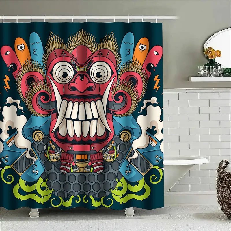 

Туну терракотовый воин занавеска для душа забавный китайский демон Настенный декор художественный декор для ванной комнаты уникальный дизайн
