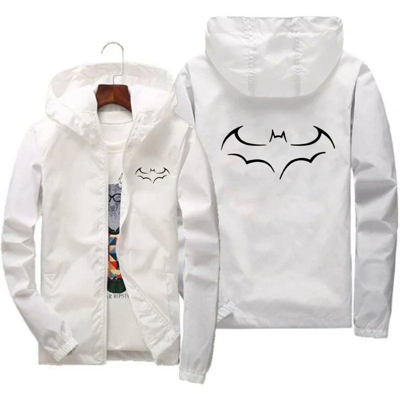 2024 New Bat Printing Zipper Windproof Jacket Men Women Hoodies Sunscreen Clothing Casual Sport Long Sleeve Hooded Coat Thin Top