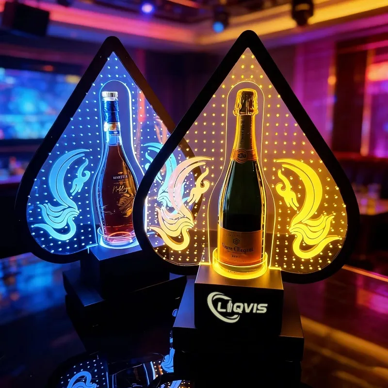 Premium Custom LED Liquor Display StandLiqVis Remote Control Colorful Lighting Rechargeable Eco-Friendly Plastic Led Bottle Disp