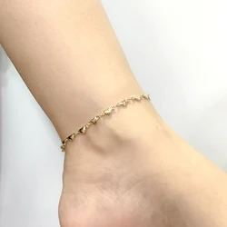 Barefoot Sandals Women Ankel Bracelets 18K Gold Color Solid Stainless Steel Anklets High Polished Heart Charm 9