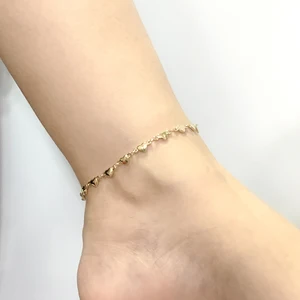 Sandal Bertelanjang Kaki Gelang Kaki Wanita Gelang Kaki Baja Tahan Karat Padat Warna Emas 18K Gelang Kaki Pesona Hati Poles Tinggi 9 10 anting cartier penjualan terbaik - №