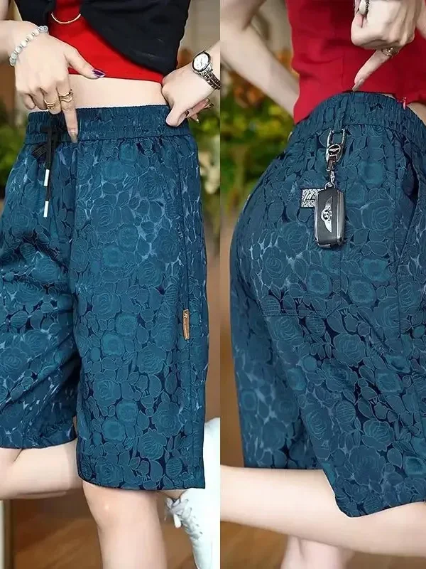 

Мужские летние брюки Ele Ice Silk Embroidered: модные прямые брюки-капри свободного кроя больших размеров