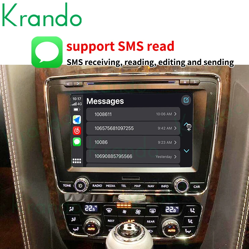 Krando Carplay Interface for Bentley Continental GT Flying Spur 2014 -2018 Car Navigation Android Auto Upgrade Box Plug and Play view 3