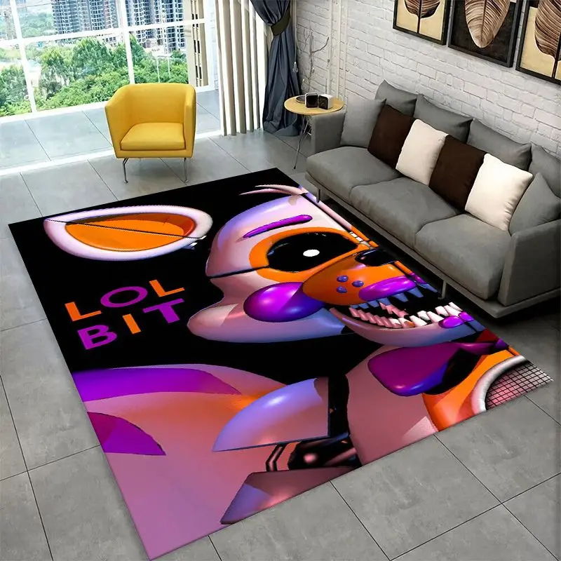 Horror Game F-FNAF Freddy Non-Slip Area Rug for Living Room,Bedroom,Playroom,Soft Carpet Floor Mat Home Decor Rug Kids Room
