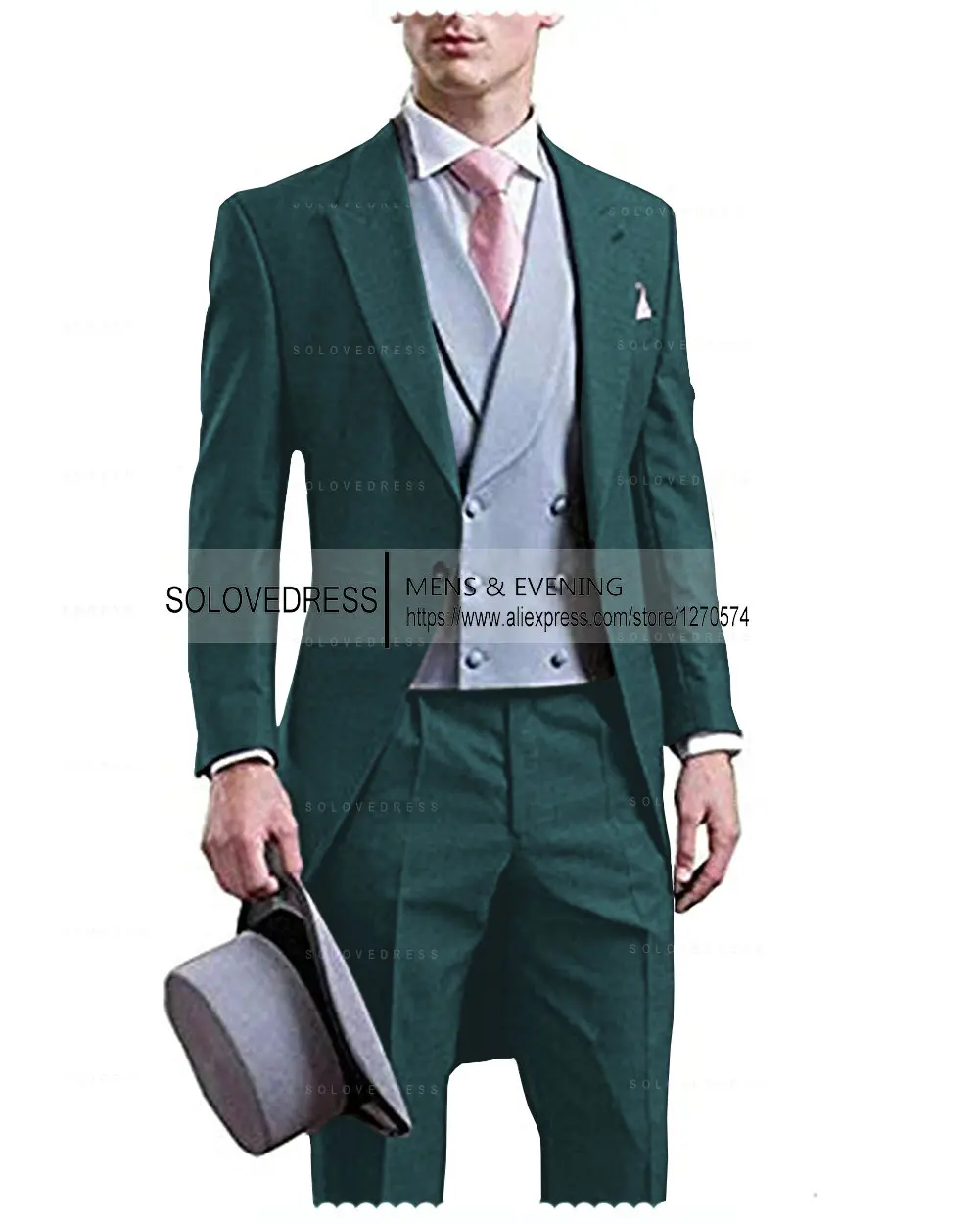 Men Suit 3 Pieces Designs Notch Long Tuxedo Groomsmen for Wedding/Party 2024 New  (Blazer+Vest+Pants)
