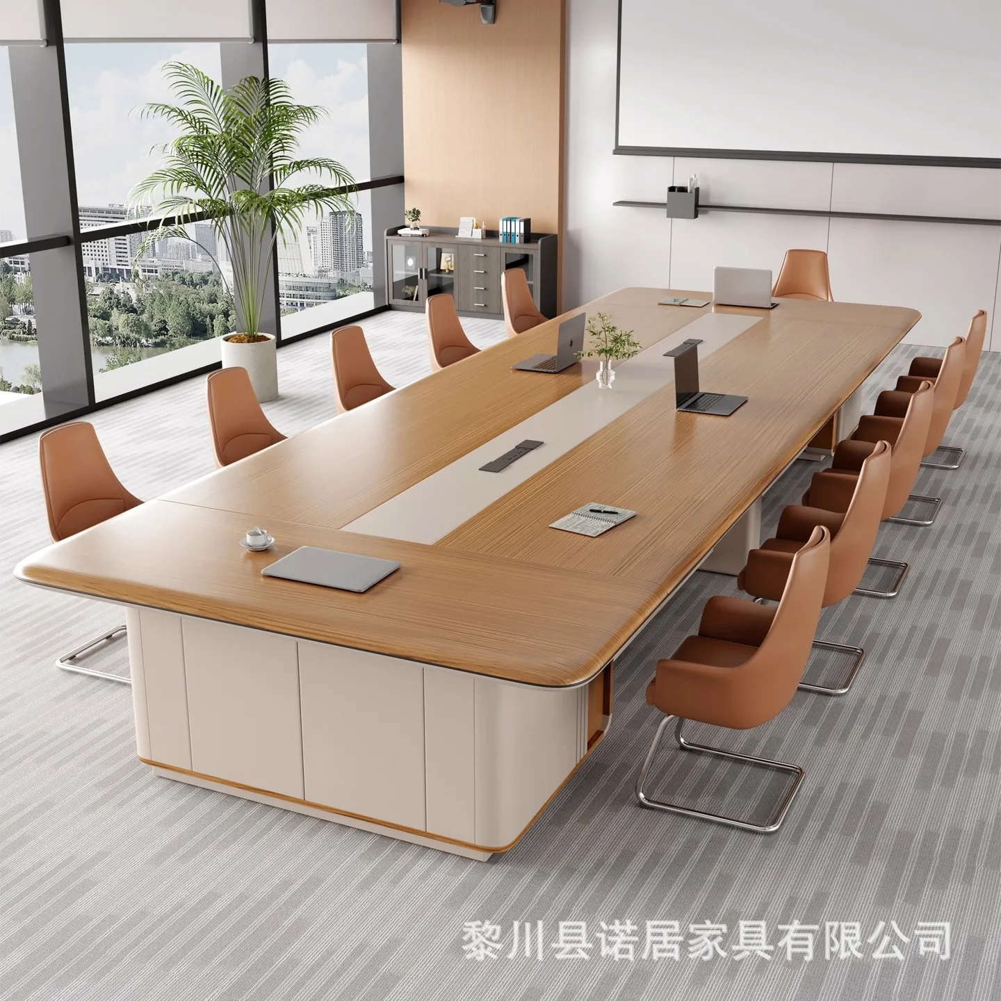 LMM large strip blister business negotiation rectangular conference table and chair combination