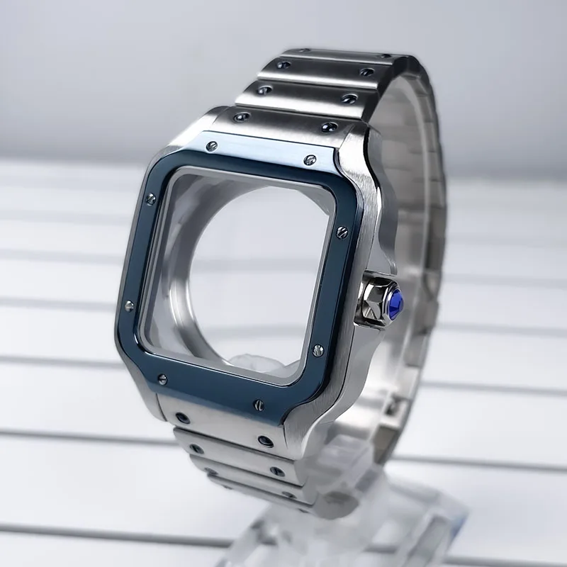 38mm NH35 Vierkante Kast Zwart Goud Roestvrij Staal Modificatie Onderdelen Voor SKX Mod Accessoires Fit Santo Case NH35 NH36 Beweging