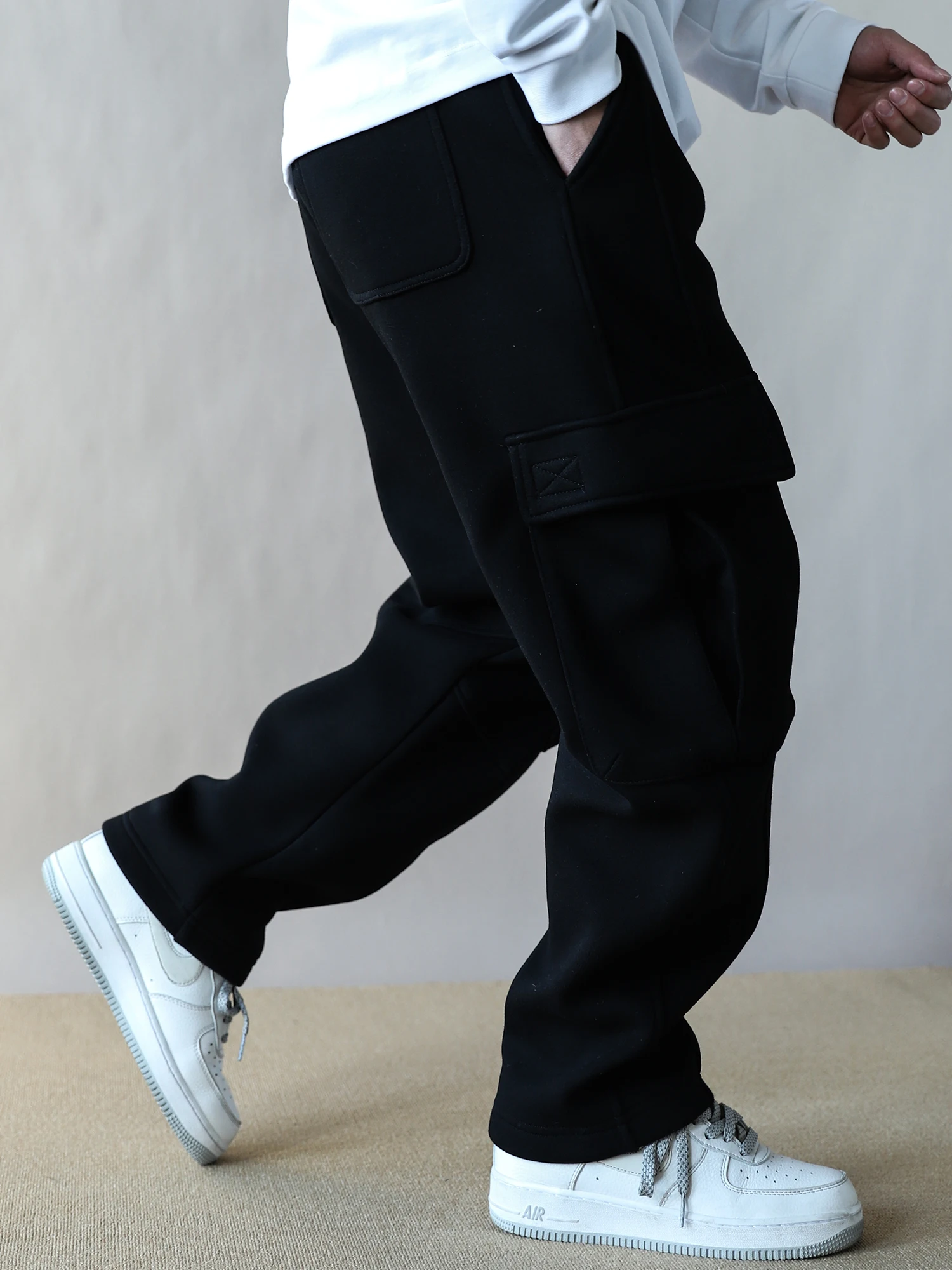 

Мужские рабочие брюки в американском ретро-стиле, свободные, прямого кроя, черные, повседневные, осенне-зимние, из смесового хлопка и полиэстера