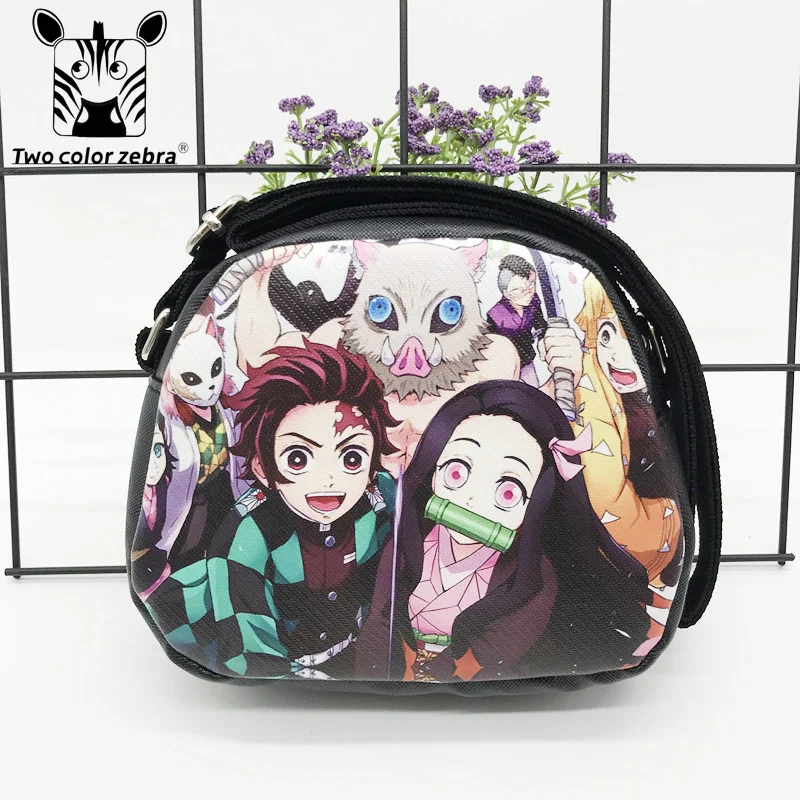 Cosplay Demon Slayer Anime Double-sided PU Makeup Storage Bag Children\'s Messenger Bag Shoulder Bags Coin Purse