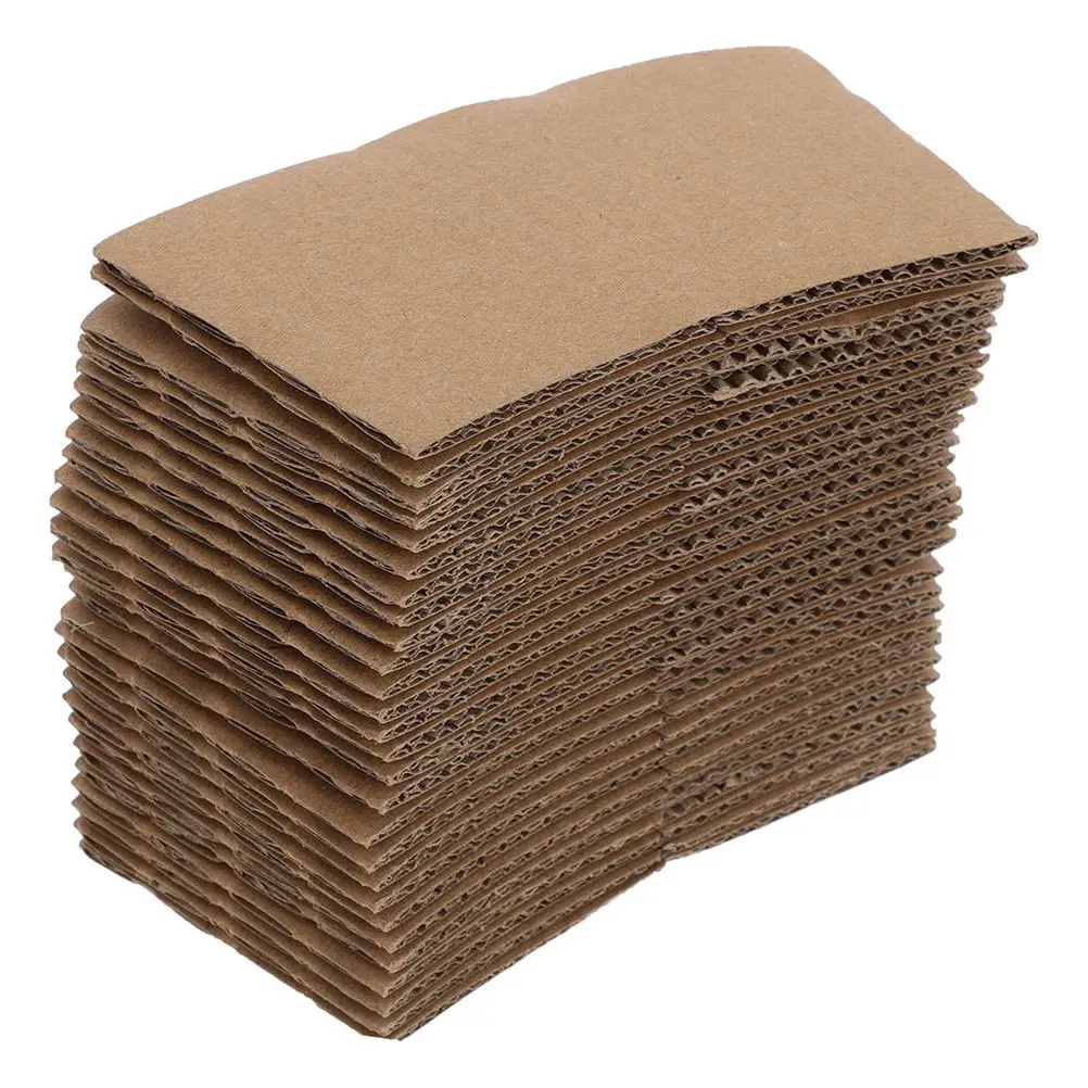 

100pcs Brown Coffee Cup Sleeves Kraft Corrugated Paper Heat Insulation Cardboard Holder Hot Drinks Disposable Cup Cover