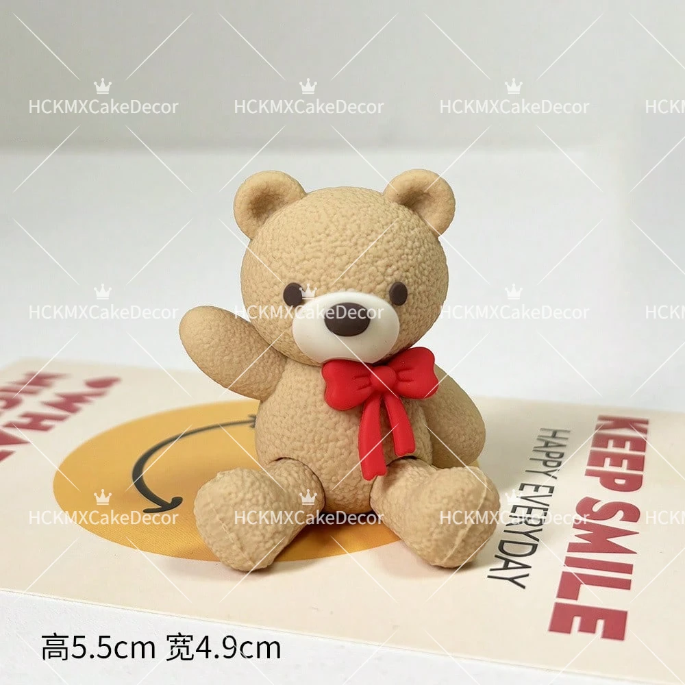Niedlicher Teddybär-Kuchenaufsatz mit Fliege, Baby-Kuchendekoration für Kindergeburtstage und Gender-Reveal-Partys – Detail 7