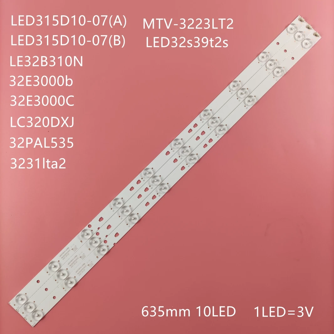 3 szt. Nowe paski podświetlenia LED lampy telewizyjnej do TELEFUNKEN TF-LED32S41T2 zestaw do baru opaski LED LED315D10-07(B) LED315D10-ZC14-07(A)