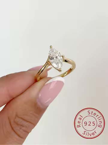 925 Sterling Silver Fashionable Gorgeous Marquise Zircon Ring For Women Engagement Wedding Luxury High Quality Fine Jewelry