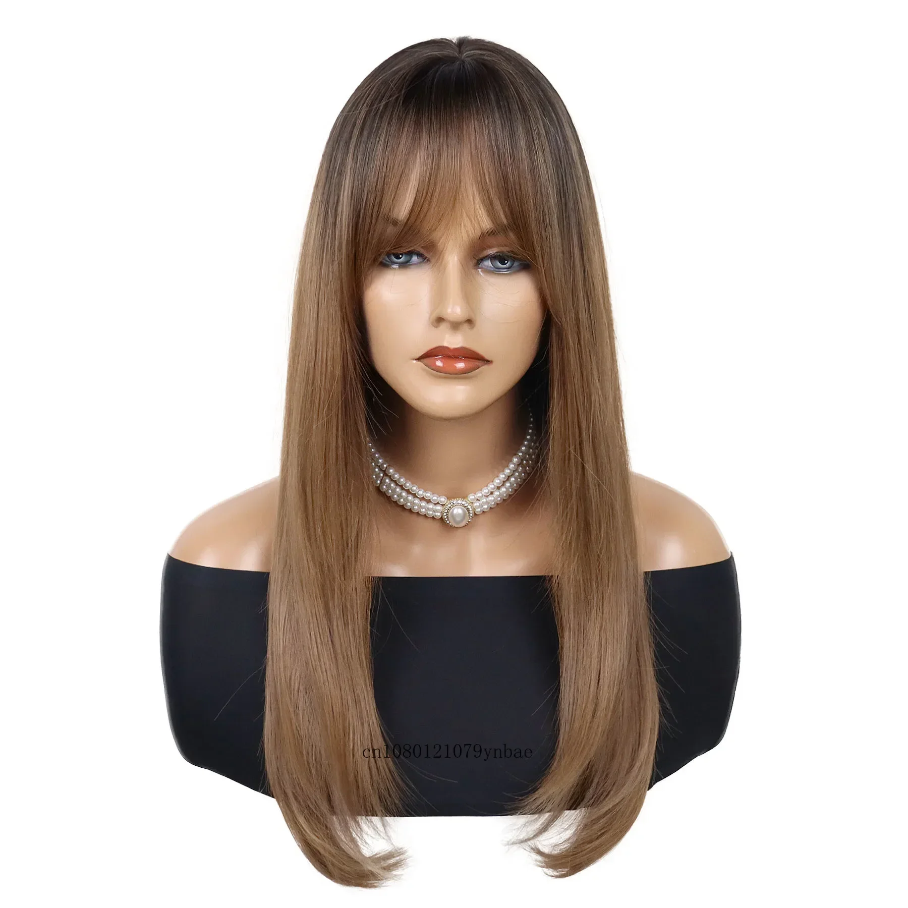 Synthetic Women's Fashion Super Long Straight Wigs 27 Inch Charming Ombre Brown Wig for Girls Daily Costume Party Drag Queen Wig image 2