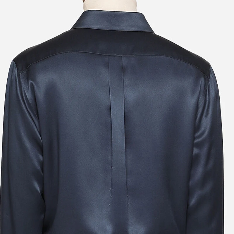 High quality natural mulberry silk men\'s shirt classic fashion elegant style silk long sleeved shirt for men