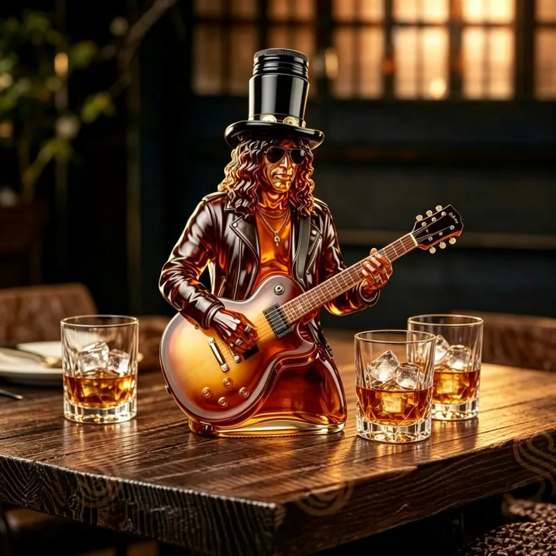 Creative Musician Figurine Glass Liquor Decanter Clear Whisky Bottle Home Bar Tabletop Ornament Decor Special Gift for Drink