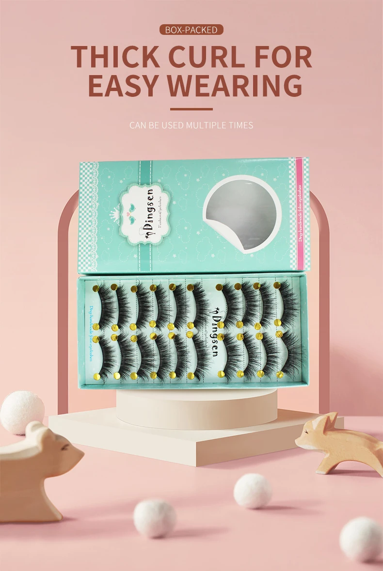 DINGSEN 10 Paar 3D-Wimpern zum Fabrikpreis, Großhandel 3D Handgefertigte Beauty Fans Qingdao Streifen-Kunstwimpern für Make-up – Detail 3