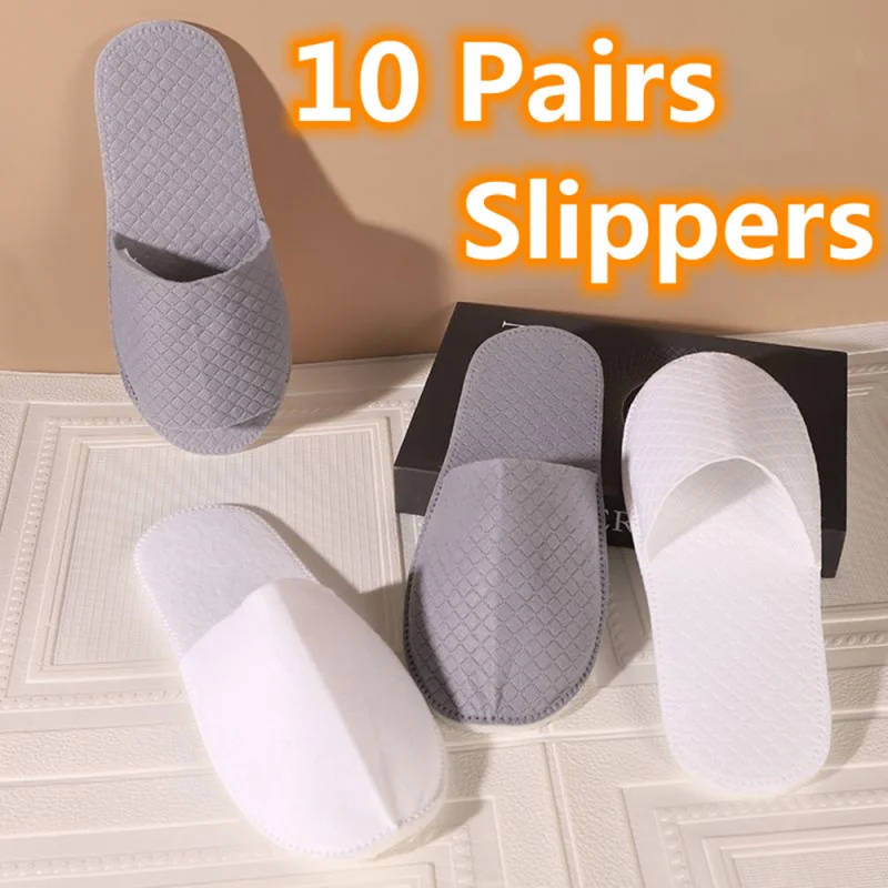 Pantoufles jetables antidérapantes pour femmes et hommes, pantoufles d'intérieur pour invités, pantoufles de voyage à bout fermé, diapositives silencieuses, vente en gros, 1 à 10 paires
