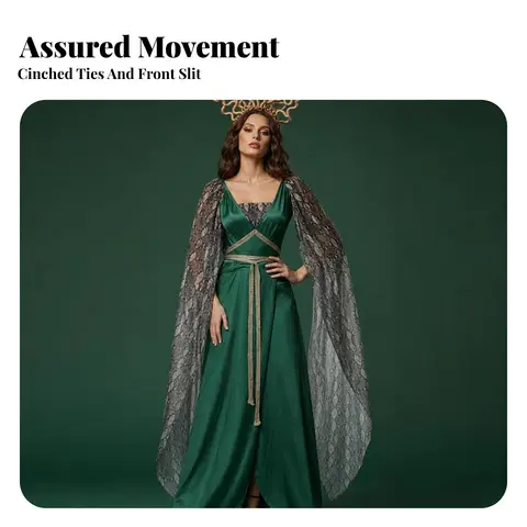 Costume Transparent Halloween Dress with Cape Sleeves Costume Dress with Headpiece Snake-Patterned for Women, Stage Performances