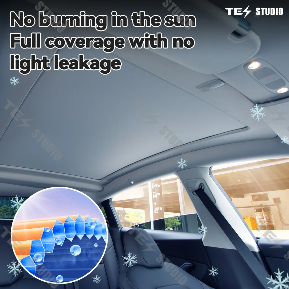 Car Sunroof Auto Sunshade Skylight Blind Shading Curtain Interior Decorative Assembly for Tesla Model Y