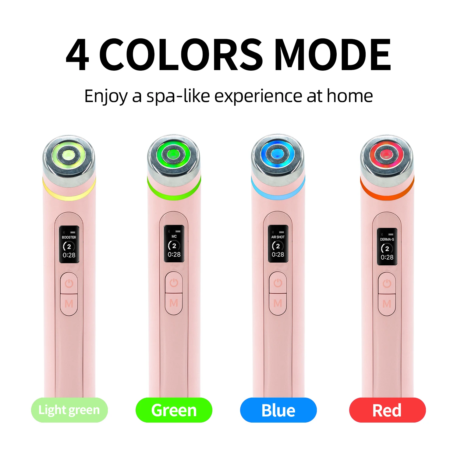 Appareil de beauté multifonctionnel quatre couleurs, avec 4 modes : absorption améliorée, éclat, élasticité, contour du visage, avec 4 modes