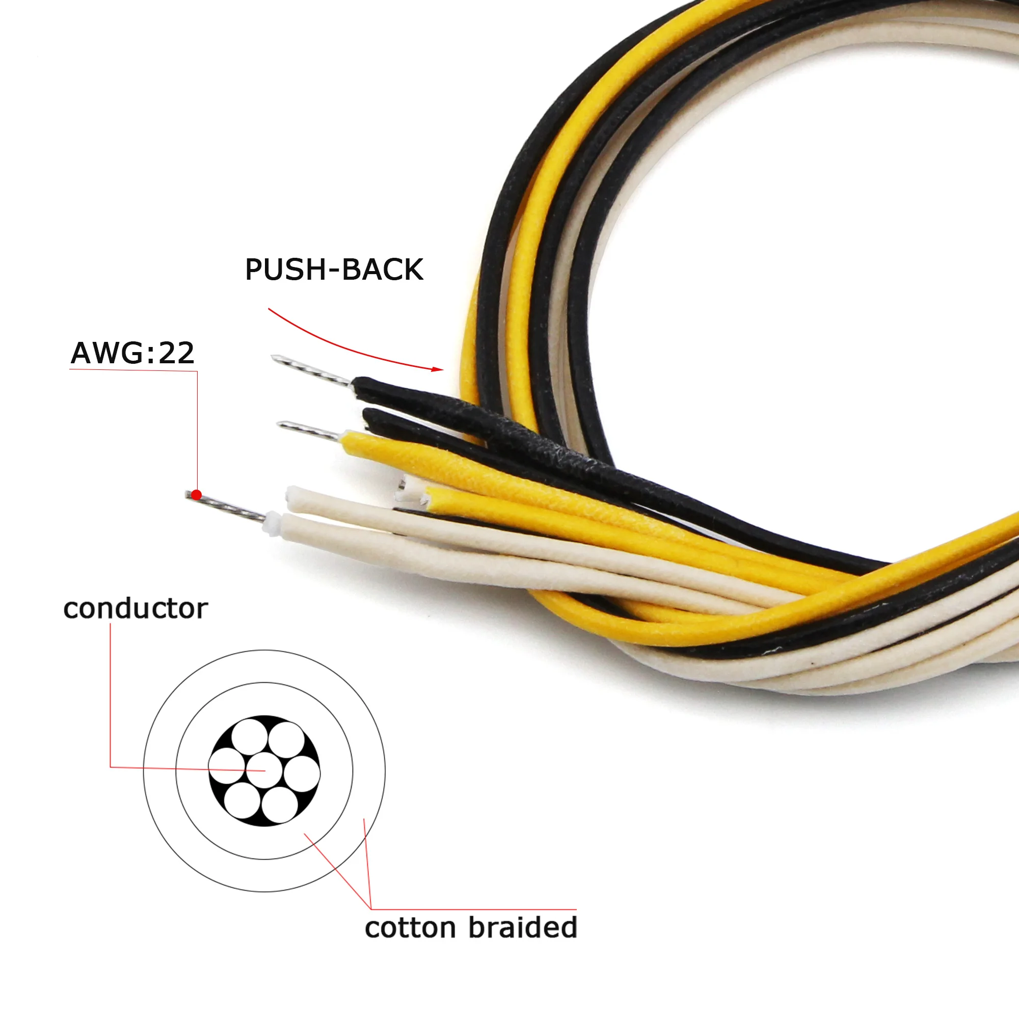 FLEOR 8PCS Random Color 1Feet Tinned Copper Vintage Guitar Push Back Wire Braid Cotton Cable AWG22 Guitar Accessories