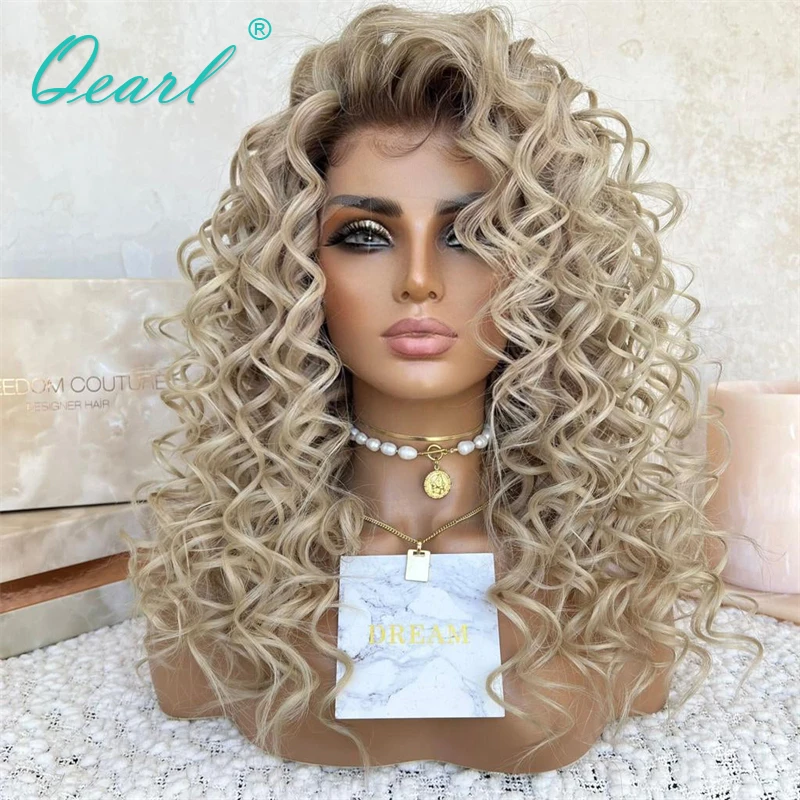 

Honey Blonde Ombre Hd Lace Front Human Hair Wigs 13x6 Loose Curly Ash Blonde Lace Frontal Wig Glueless Free Style Women Qearl