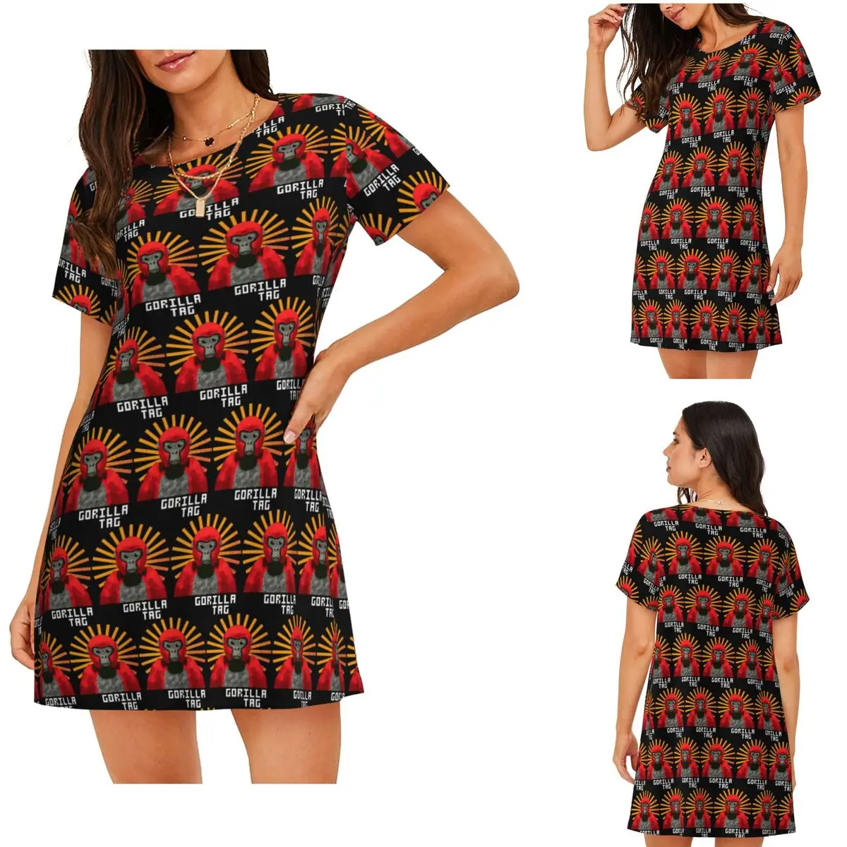 Gorilla Tag Pfp Maker Gorilla Tag Red Gorilla Short Sleeves Nightdress For Sleeping Women Short Sleeve Nightgowns Pajama Dress