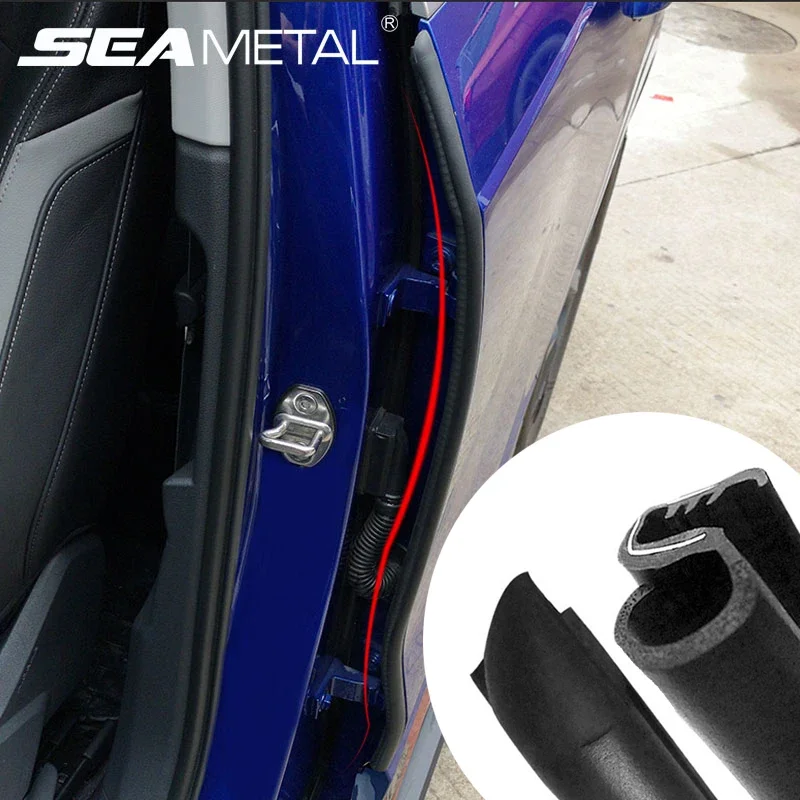 SEAMETAL 2pcs Car Door Edge B Pillar Rubber Seal Scratch Protector Car Styling Side Doors Moldings Adhesive Scratch Protector