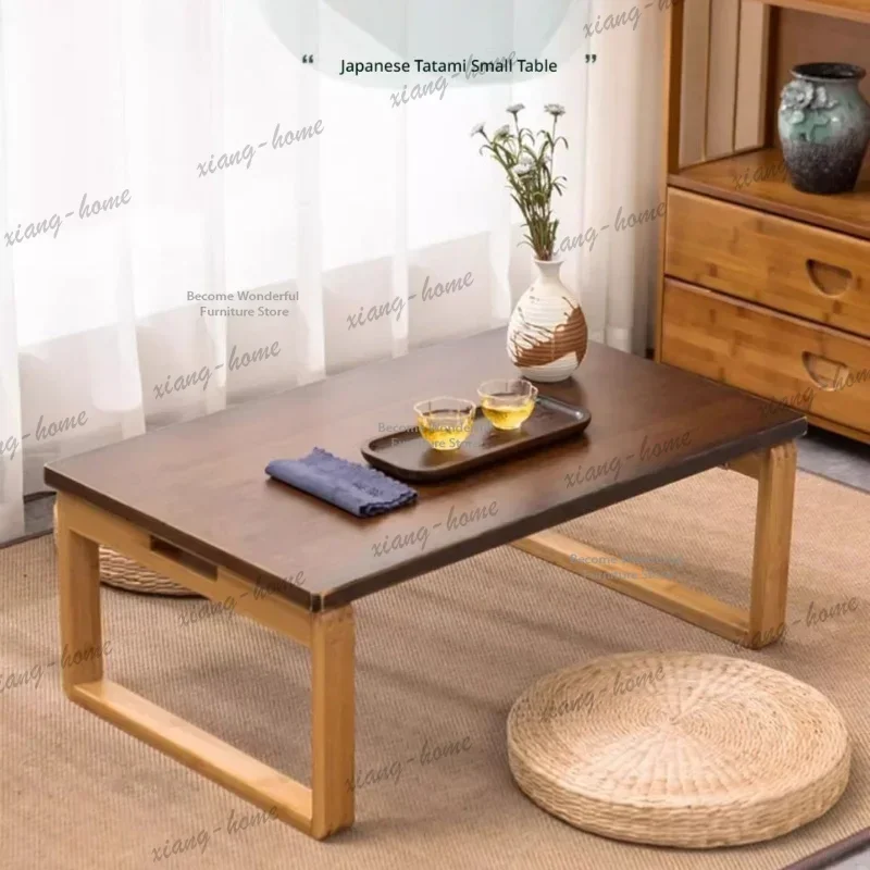 LJY Windowsill Tea Tatami Tea Table Homestay Retro Living Room Bedroom Tatami Tea Table Low BAMBOO Furniture Meja Teh Tatami MH4