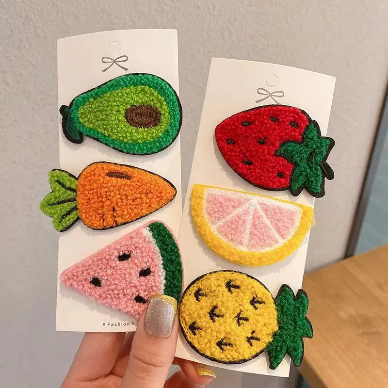 Creative Cartoon Fruit Hair Clips for Children Cartoon Strawberry Avocado Carrot Hairpins Girl Hair Ornaments