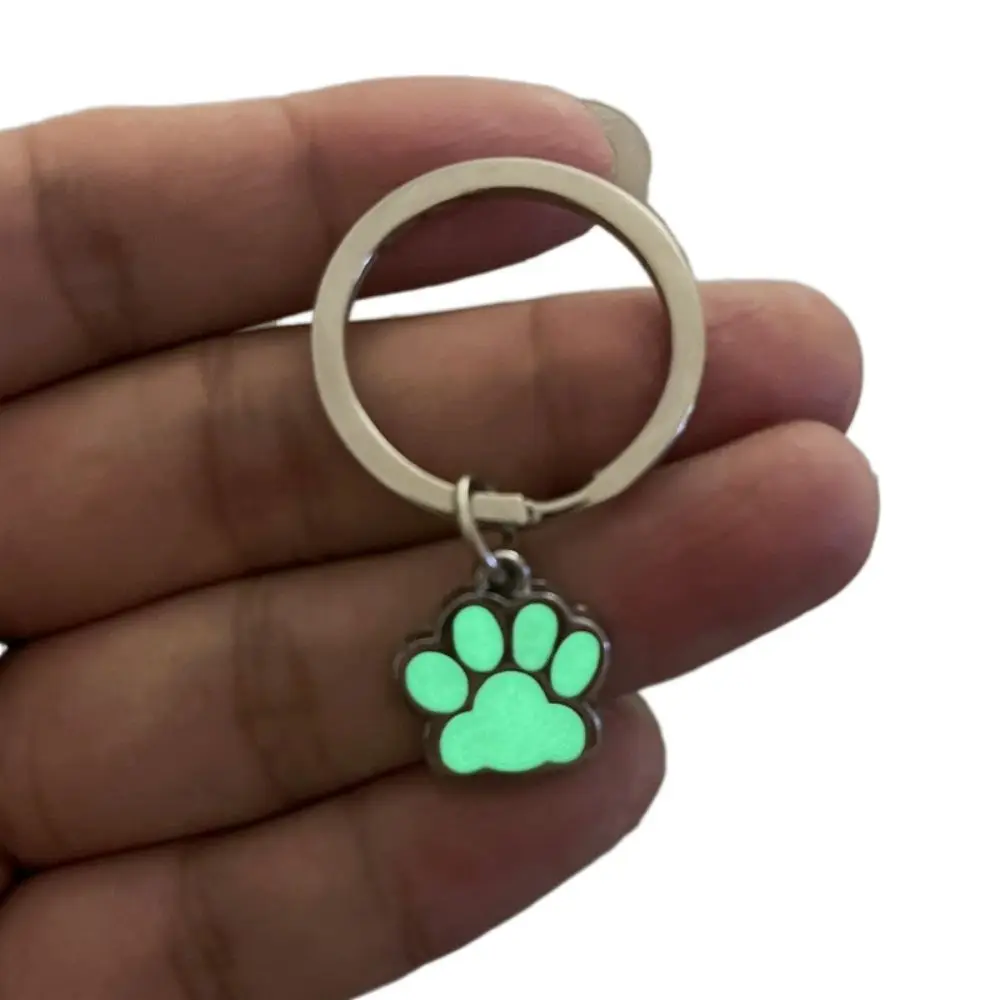 Friends Children Glow in Dark Luminous Paw Keychain Bag Ornament Cartoon Cat Paw Keyring Alloy Animal Footprints Car Keys