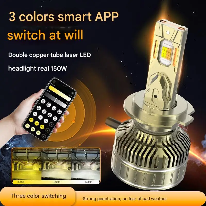 300 واط التطبيق الذكي LED سيارة العلوي H7 H4 شعاع منخفض 98600LM 3 طرق الألوان مقاوم للماء السوبر مشرق - اختراق اكسسوارات السيارات