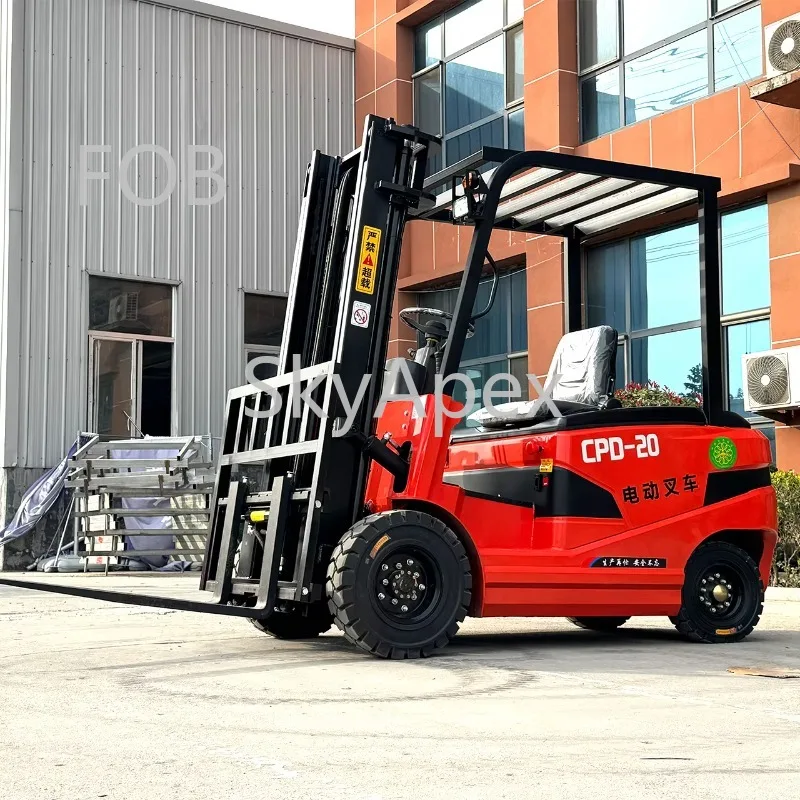 1-ton load-bearing electric off-road forklift outdoor pallet stacker high stability logistics warehouse cargo handling equipment