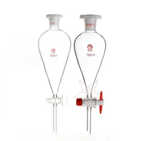 Embudo separado de vidrio de alto borosilicato en forma de pera, 30ml, 60ml, 125ml, 250ml, 500ml, 1000ml, con llave de paso de PTFE/vidrio para uso en laboratorio
