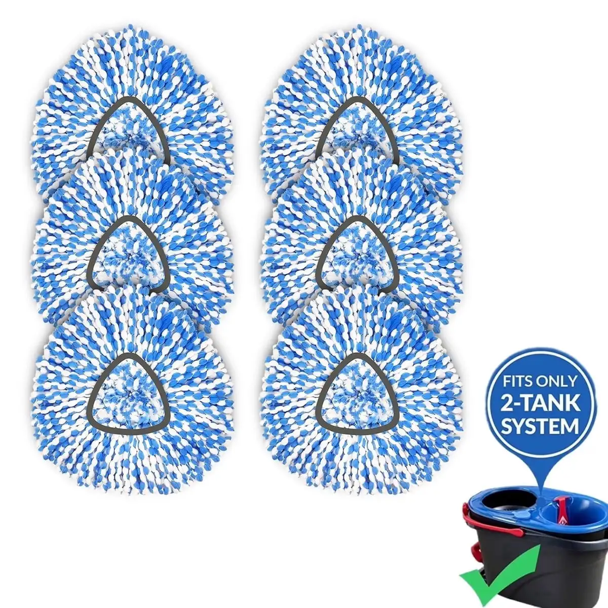 4/6 Pack Microfiber Mop Refills for O-Cedar RinseClean System, Washable Durable Replacement Heads