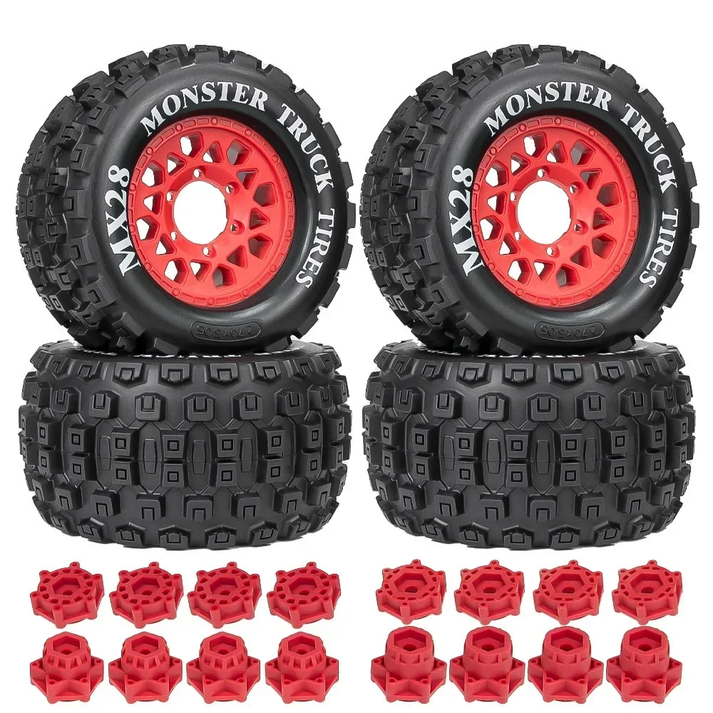 

4 шт. 128 мм 1/10 Monster Stunt Truck шина 12 мм и 14 мм шестигранная для TRXS MAXX ARRMA Granite KRATON Outcast Tamiya Losi Redcat