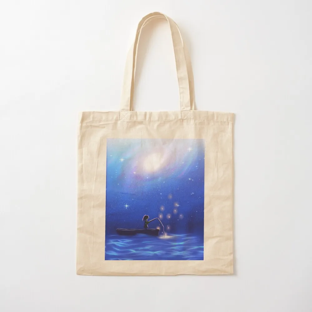 

Girl on a boat star galaxy blue Tote Bag women bag shopping trolley bag Women's beach bags shopper bags for women