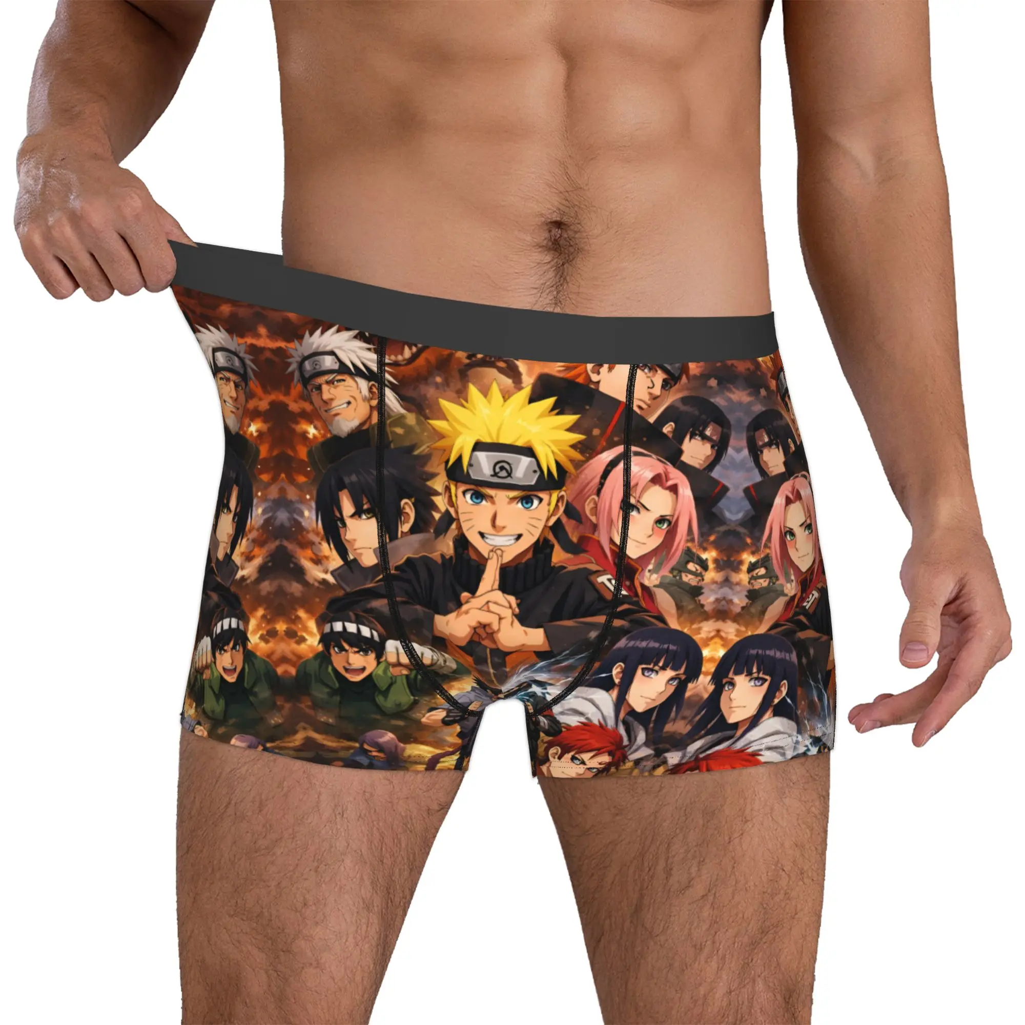 Maßgefertigte Uzumaki N-Naruto Cartoon Boxershorts Herren Film-Slips Unterwäsche Lustige Unterhosen